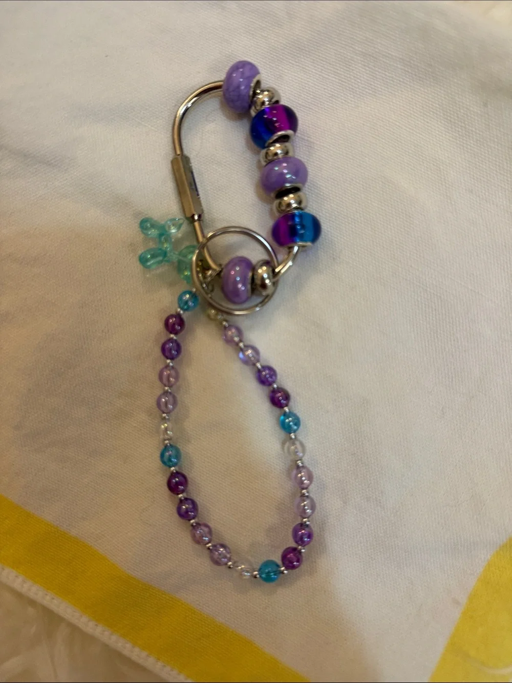 Beaded Purple & Blue Keychain Charm bag charm handmade